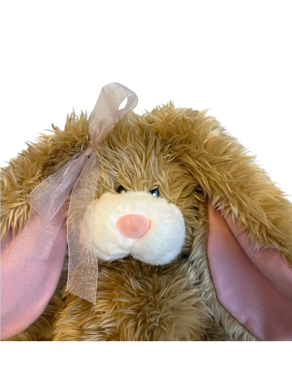 Vintage T. L. Toys Plush Bunny Rabbit Floppy Lavender Bow Accent Brown 15”